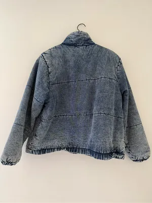 Women's Oversized Blue Puffer Denim‎ Jacket Size 3X thumbnail 2