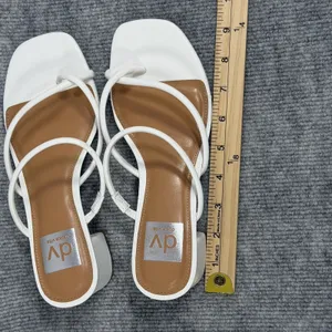 DV Dolce Vita Size-7 Women's Lumena Strappy Thong Block Heel Sandals White thumbnail 8