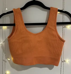 Orange Ribbed Seamless Crop Top thumbnail 1