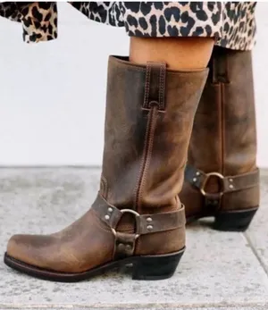 FRYE Harness 12R Boots in Smoke Brown thumbnail 1