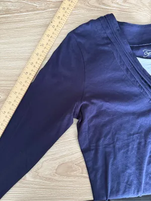 90s Y2K Petite Small Double Layered Long Sleeve Babydoll Tee Navy 2000s thumbnail 6