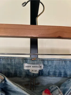 Good American Good Curve Straight Jeans High Rise Distressed Light‎ Wash 4/27 thumbnail 4