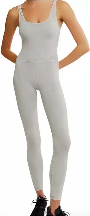 Free People Movement‎ Good Karma Onesie Vintage Ice Gray XS/S Seamless thumbnail 1