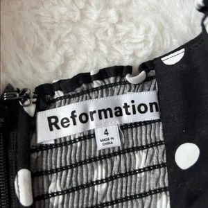 Reformation Michaela Black Polka Dot Dress size 4 thumbnail 5