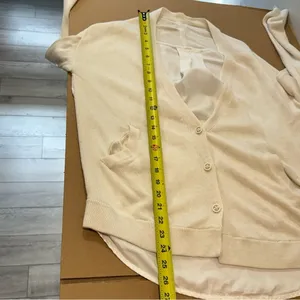 Lululemon Athletica Knit Button Down Cardigan Front & Blouse Back‎ Beige White thumbnail 12