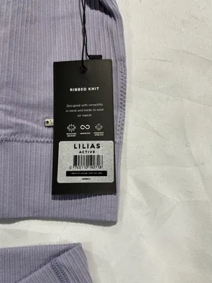 Lilias Active Ribbed Knit Two-Piece Set, Longline Sports Bra and Leggings, Lilac thumbnail 6