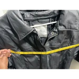 North Ridge Black Leather Jacket Belt Zip Genuine Leather thumbnail 6