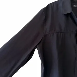 Zara Button Down Boxy Plain Black Long Sleeves Button Down Blouse SZ L #2574 thumbnail 5