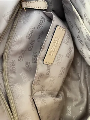 Michael Kors White & Beige Logo Satchel with Gold Hardware thumbnail 8