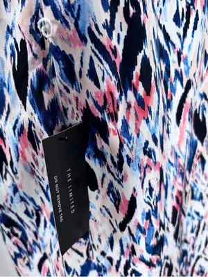 The Limited Ikat V-Neck Shift Dress Blue Pink Size Large NWT thumbnail 11