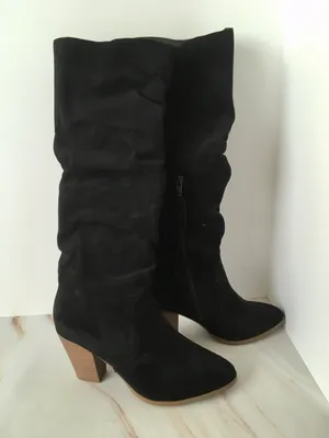 Black Suede Boots, Size 8 1/2 thumbnail 1