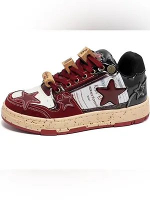 Red Wine Star Unisex Burgundy Red Fashion Skate Sneakers Men 5.5. Women 7 thumbnail 14