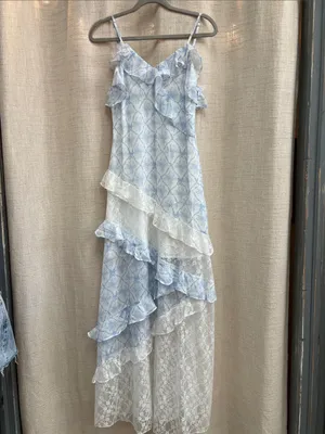 Coquette Printed Lace Mixed Ruffle Maxi Dress Medium thumbnail 9