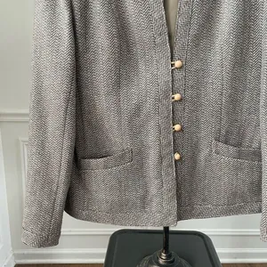 Vintage Judy’s Place Tweed Blazer Jacket Brown Blue M 10 thumbnail 3