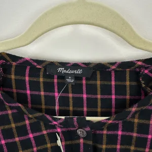 Madewell Plaid Flannel Shirt Dress Raglan Button Front Casual Oversized US 0 NWT thumbnail 8