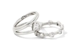 NWT Arden Triple Ring Set Silver White Crystal size 6 thumbnail 1