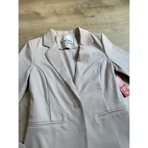 NWT ICHI Kate Knit Blazer doeskin‎ single button stretch beige $109 size S 2 thumbnail 4
