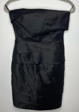 Pompous Girly- Black Strapless Dress w/Cross Pleating thumbnail 1
