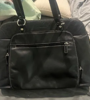 Franklin Covey Black Leather Work Laptop Briefcase Black Leather Tote Bag thumbnail 1