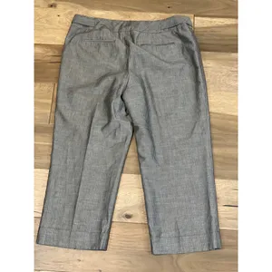 Loft Pants Size 14 Ann Crop Wide Leg Gray White Pinstripe High Rise Cotton thumbnail 10