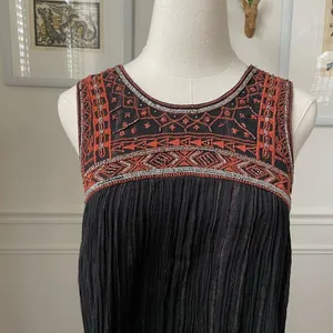 Free People Aztec Embroidered Beaded Swing Dress Open Back $168 2 thumbnail 4