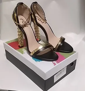FINAL MARKDOWN FSJ Fashion Gold Metal Tone chain heel Party Pumps size 9 thumbnail 1