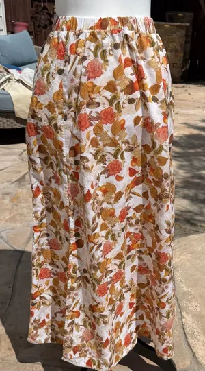 Petal & Pup Maxi Skirt Size 6 Orange Cotton Floral A-Line Garden Party Pockets thumbnail 1