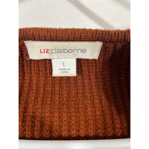 Liz Claiborne Faux Fur Vest Women L Rust Brown Knit Back Open‎ Front Aspen Vibe thumbnail 5