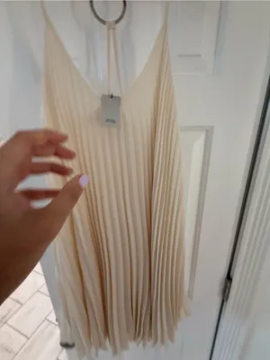 River Island Cream Pleated Spaghetti-Strap Mini Dress thumbnail 2