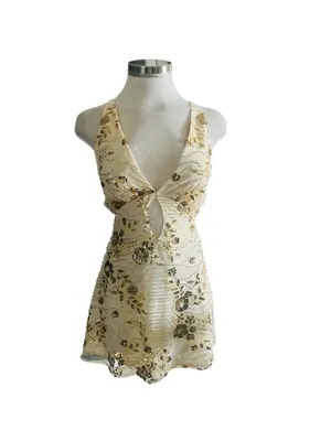 Princess Polly Steffie Beaded Strappy Minidress Yellow Size 2 NWT thumbnail 2