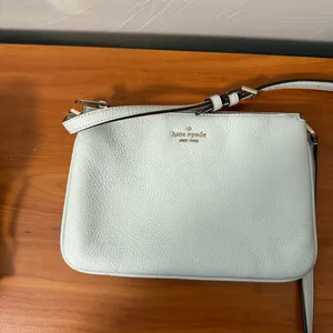 Kate Spade New York Crossbody Bag Purse Small Powder Blue Leather Triple Gusset‎ thumbnail 6
