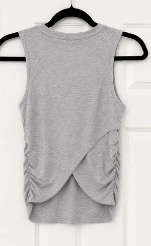 Mono B Gray Overlay Back Tank Top Sleeveless Athleisure Workout Yoga Size Small thumbnail 1