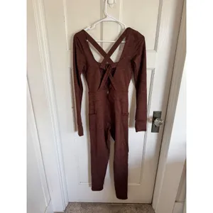 Free People FP Movement Releve brown‎ heathered jumpsuit size small thumbnail 9