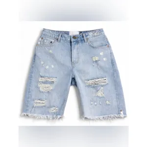 One Teaspoon Bandits Trucker Denim Distressed Raw Hem jorts Size 27 thumbnail 2