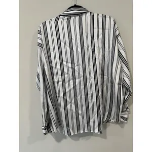 NWT Zara Women Striped Silky Button Down Shirt Long Sleeve Size Large 2498 thumbnail 5