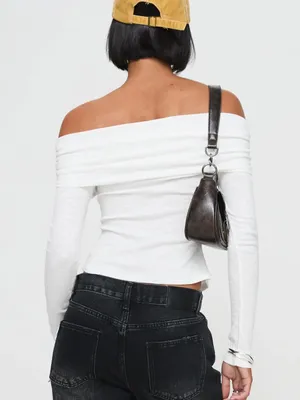 Princess Polly Victorea Off The Shoulder Long Sleeve White Top M thumbnail 3