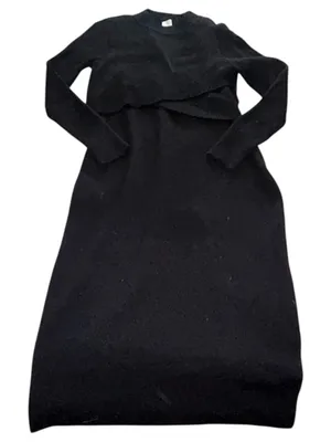 Joie 2-Piece Black Ribbed Knit Sweater Dress Fitted L EUC thumbnail 1