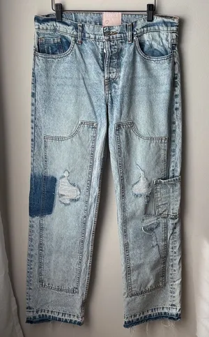 Revice Denim Manhattan / Greenwich Village Patchwork Raw Hem Acid Wash Y2K Jeans thumbnail 1