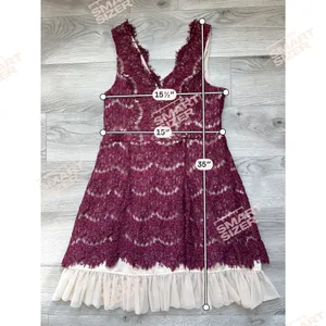 Trixxi Burgundy Lace Fit Flare Mini Dress XL V-Neck Eyelash‎ Lace Tulle Hem thumbnail 7