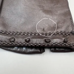 American Vintage VTG Leather Gloves Sz 7 Brown Knit Fabric‎ Lined Unbranded Braided Embellished thumbnail 9