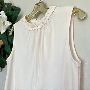 Ann Taylor Factory White Ruffle Sleeveless Blouse thumbnail 2