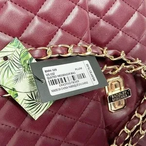 Badgley Mischka Vegan Leather Quilted Messenger Bag Chain Handle Purse thumbnail 4