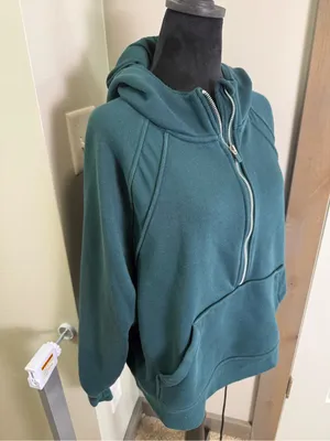 Danskin Dark Jade Green Scuba Style 1/2 Zip Hoodie Sweatshirt‎ Soft XL thumbnail 2
