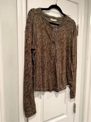 NWOT Free People We The Free Size S Floral Stripe Henley Top Long Sleeve Boho thumbnail 3