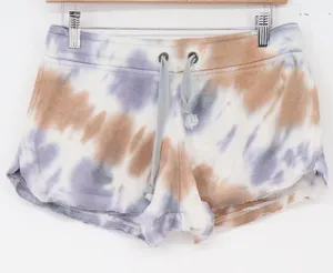 Ocean Drive Shorts Womens M Purple Tan Tie Dye Drawstring Excellent thumbnail 1