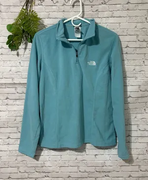 The North Face Turquoise Robins Egg Blue Lightweight Quarter Zip Jacket thumbnail 1