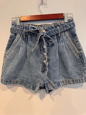 Abercrombie & Fitch Paperbag Tie Waist Buttonfly Shorts Size 2 thumbnail 3