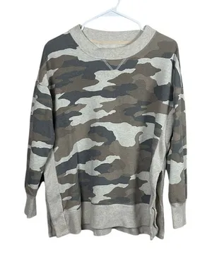 Aerie Good Vibes Gray Camo Oversized Crewneck Sweatshirt size S thumbnail 1