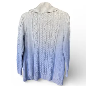 LL Bean Cable Knit‎ Cardigan Women's Medium Gray Shawl Collar thumbnail 2