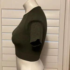 Olive Green Short Sleeve Crop Top thumbnail 4